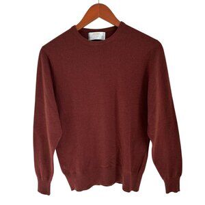 Ballantyne Crewneck Sweater Made In Scotland 100% Cashmere Rust Brown